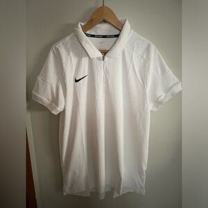 Nike Court Dri-fit Adv Slam Tennis Polo Large Slim White 1/4 Zip HQ0792-100